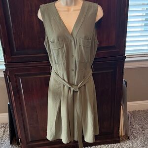 DKNY Olive Green Sleeveless Mini Dress